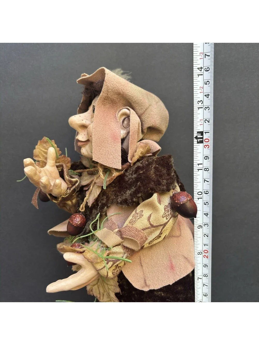 Vintage Elf Fairy Acorn Fall Autumn Troll Gnome Christmas Ornament Folk Art